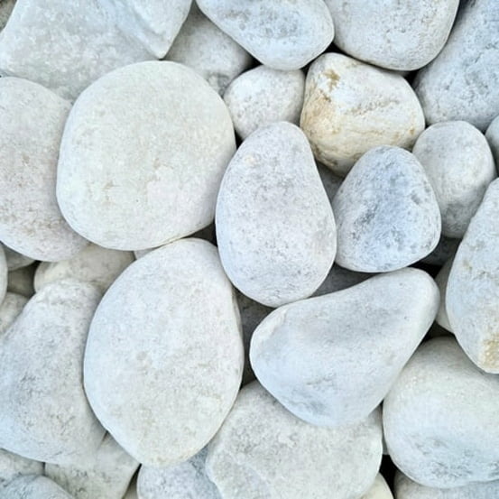 Sac de +/- 800 kg = 5m² gravier marbre blanc roulé 40/60