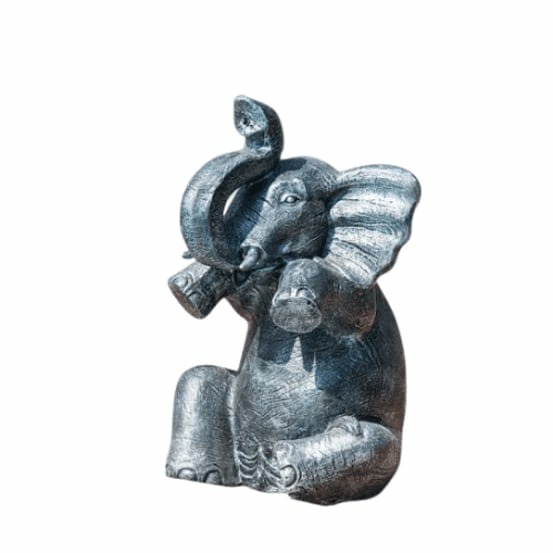 Statue éléphant gris assis 80cm