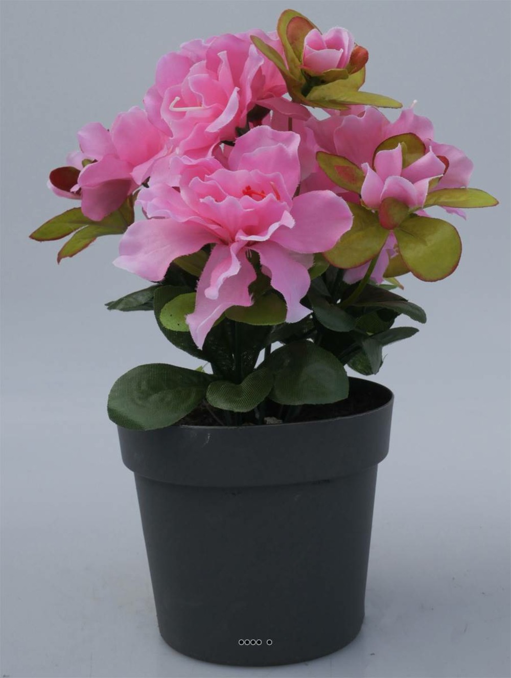 Composition fleurs artificielles cimetière pot azalées h25 cm d20 cm rose - coul