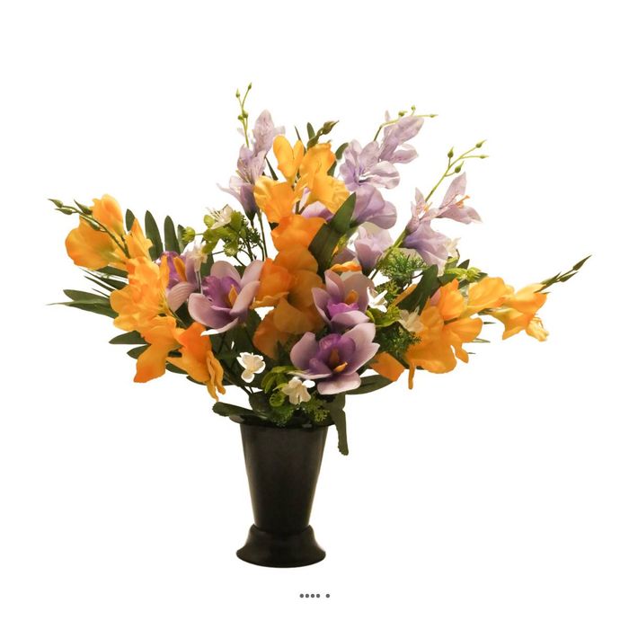 Cône Lesté Ciment Orange Pour Fleurs Artificielles – Support Funéraire Stable Sans Sable, Hauteur 50 Cm