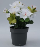 Composition fleurs artificielles cimetière pot azalées h25 cm d20 cm crème - cou