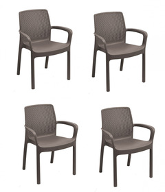 Ensemble de 4 chaises empilables effet rotin