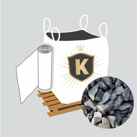 Kit 20m2 graviers noir + géotextile = 1 big bag gravier noir basalte 14/20 1.5t