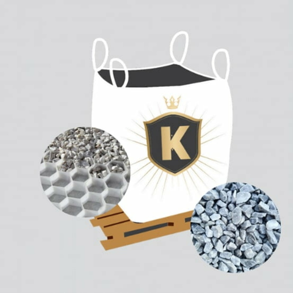 Kit 20m2 graviers gris de marbre + stabilisateurs = 1 big bag gravier 8/12 1,5t