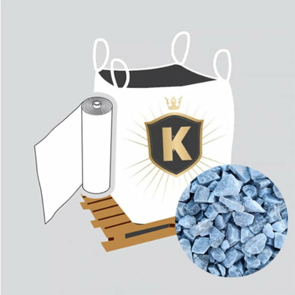 Kit graviers gris + géotextile = 1 big bag gravier gris nevada 12/18 1.5t [environ 20m2 sur 5cm d'épaisseur] + 1 géotextile 25m2