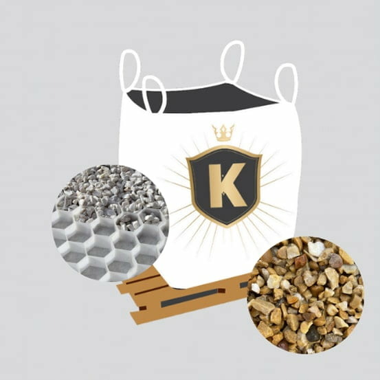 Kit 20m2 graviers jaune + stabilisateurs = 1 big bag gravier jaune 6/10 1,5t