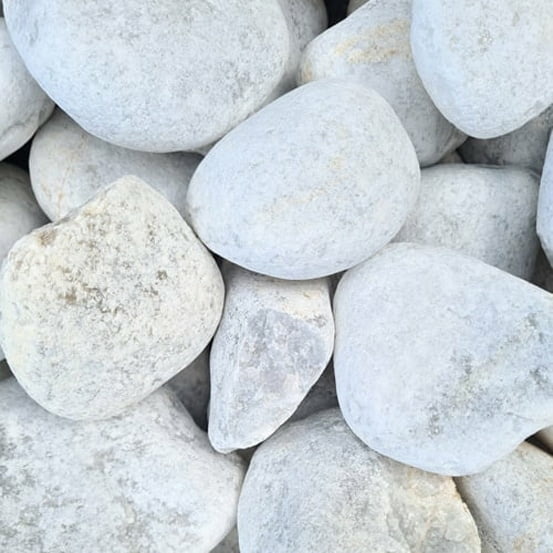 Sac de +/- 400 kg = 2,5m² gravier blanc roulé 60/100