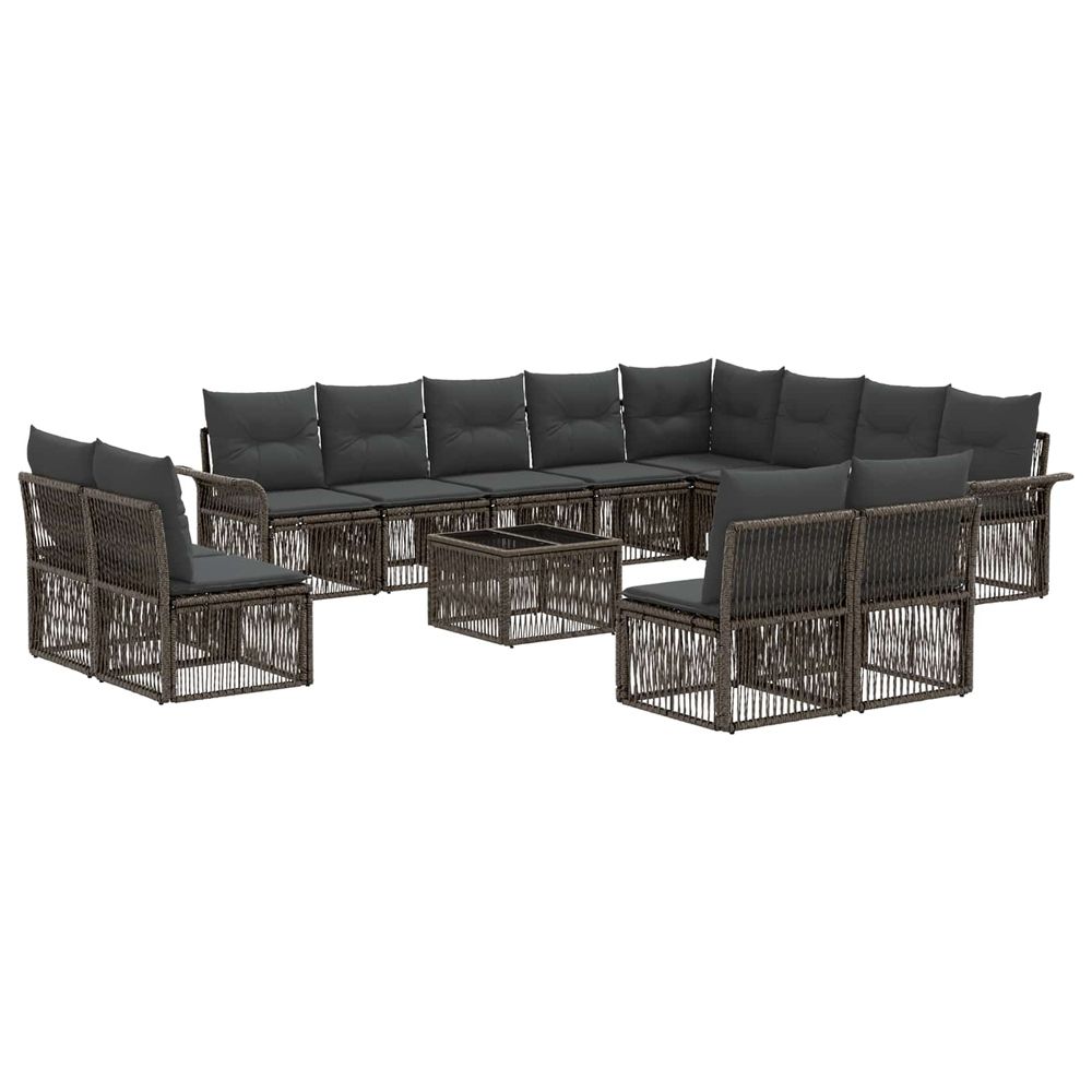 Ensemble de canapé de jardin 13 pc gris polyrotin