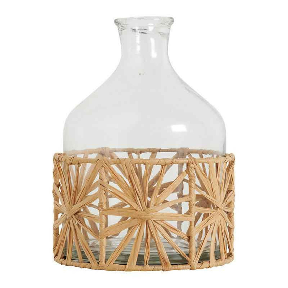 Vase bonbonne verre raphia 14x21cm