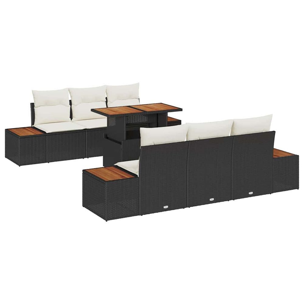 Ensemble de canapé de jardin 7 pc noir poly rotin
