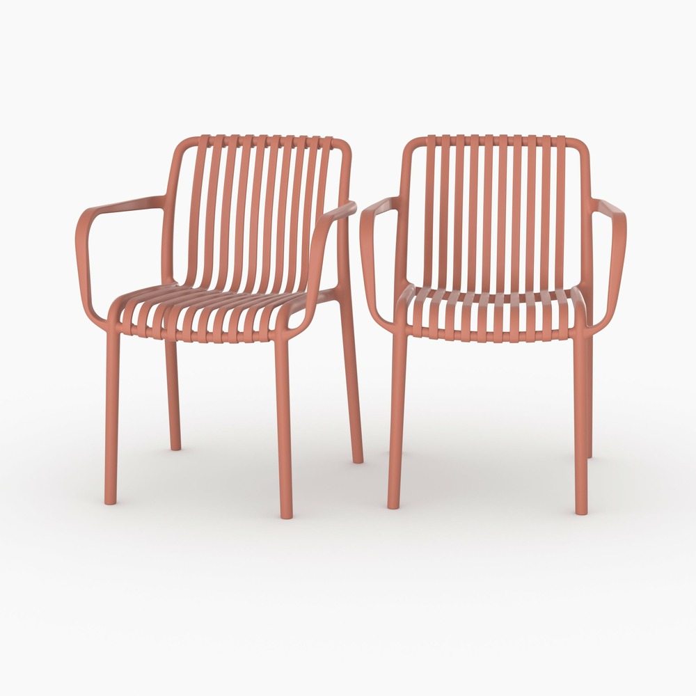 Ivy-lot de 2 chaises de jardin empilables en plastique terracotta