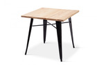 Table noire carrée style industriel métal et bois clair modèle factory loft