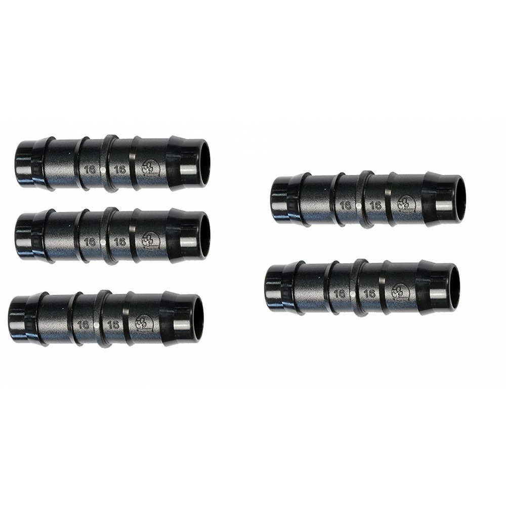 5 connecteurs droit cannelé - ø 16mm- lot de 5 pieces