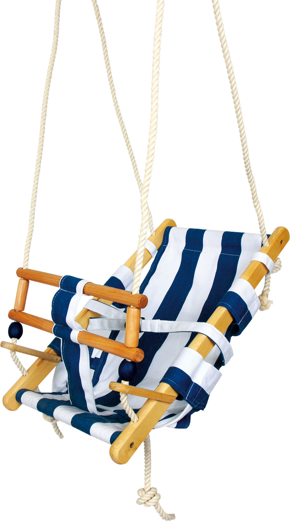 Balançoire pour bébé avec ceinture de sécurité Coton Bois Bleu