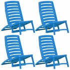 Chaise de plage pliable pour enfants 4 pcs plastique bleu