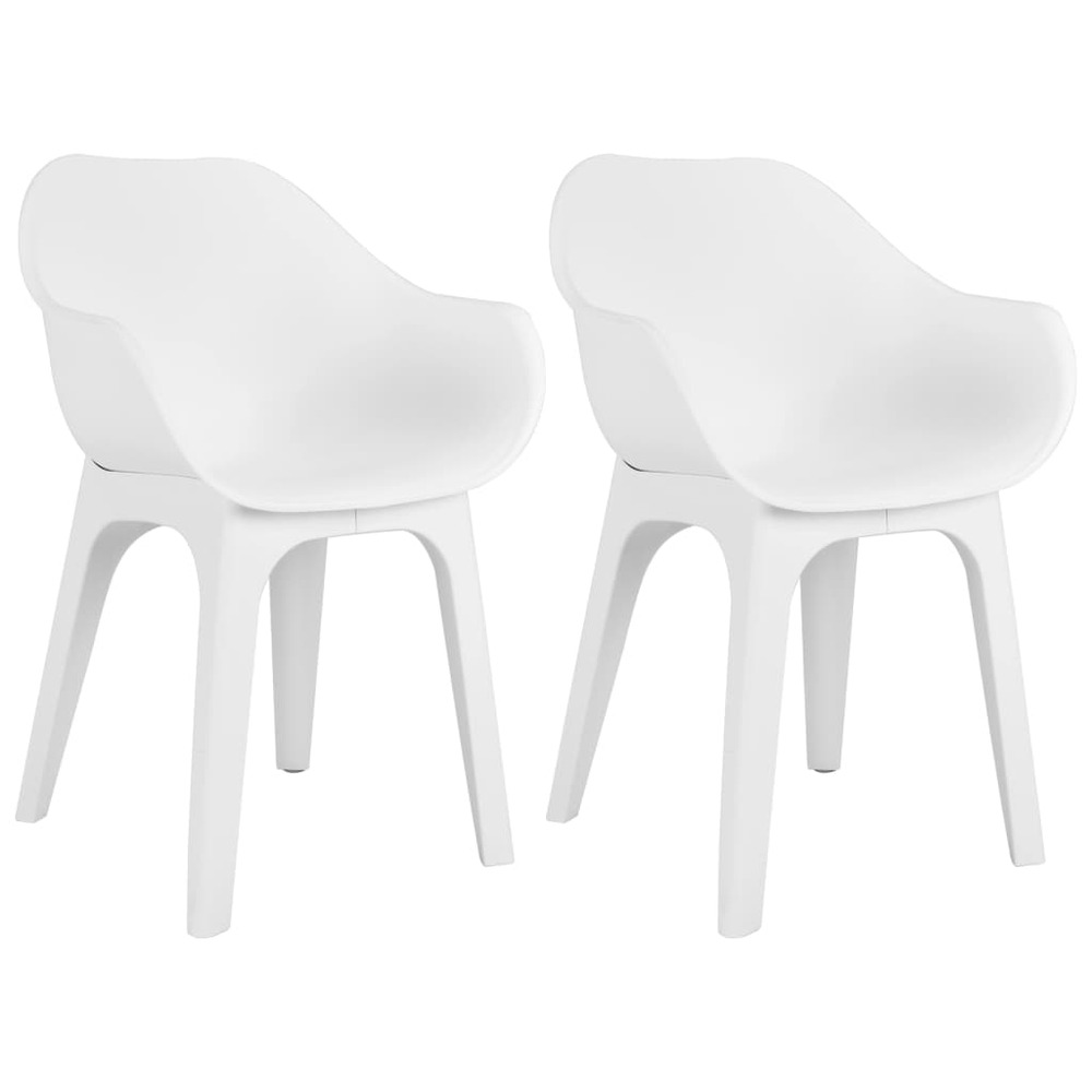 Chaises de jardin avec accoudoirs 2 pcs blanc plastique