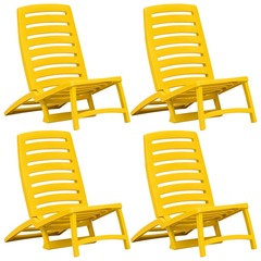 Chaise de plage pliable pour enfants 4 pcs plastique jaune