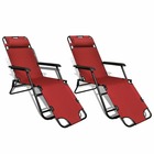 Chaise longue pliable 2 pcs avec repose-pied acier rouge