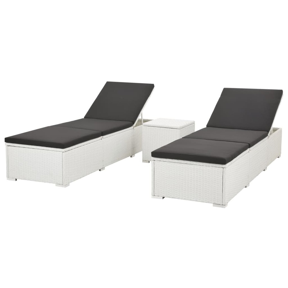 Chaises longues 2 pcs avec table résine tressée blanc Truffaut