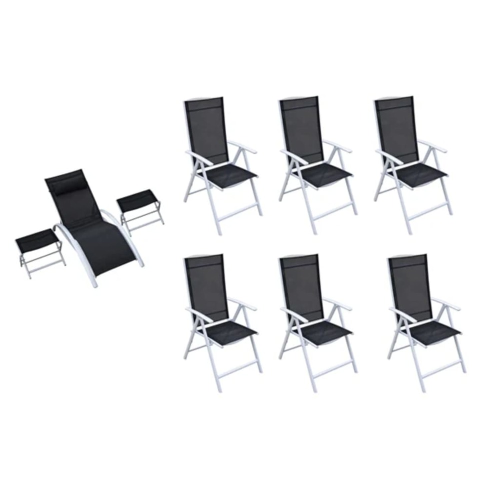 Chaise de jardin aluminium (lot de 6) & chaise longue