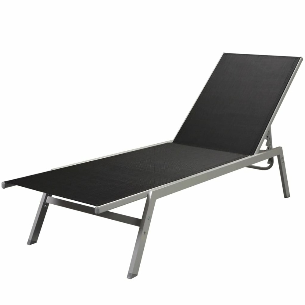 Chaise longue acier et textilène noir
