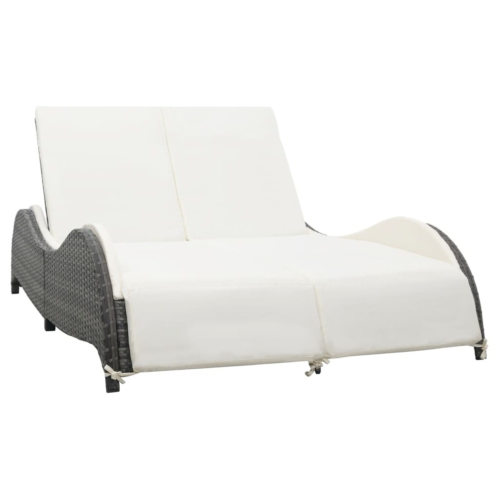 Chaise longue double avec coussin résine tressée anthracite Truffaut