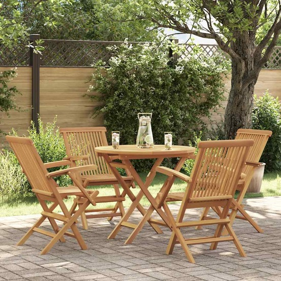 Salon de jardin 5 pcs bois de teck massif