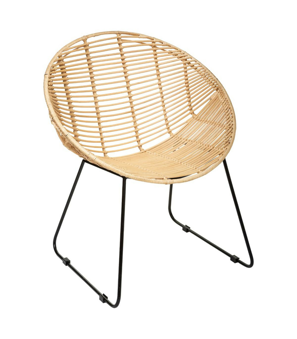 Fauteuil en rotin et métal h 80 cm
