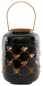 Lanterne ronde ajourée en métal abeille 14 x 25 cm