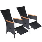 Chaise inclinable de jardin 2pc et coussins résine tressée noir