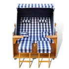 Chaise inclinable de jardin résine tressée et tissu bleu/blanc