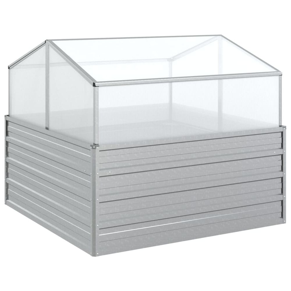 Lit surélevé de jardin avec serre 100x100x85 cm argenté