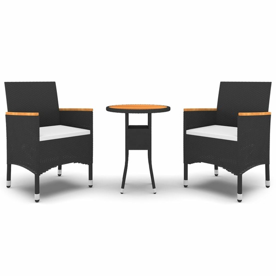 Ensemble à manger de jardin 3 pcs résine tressée noir