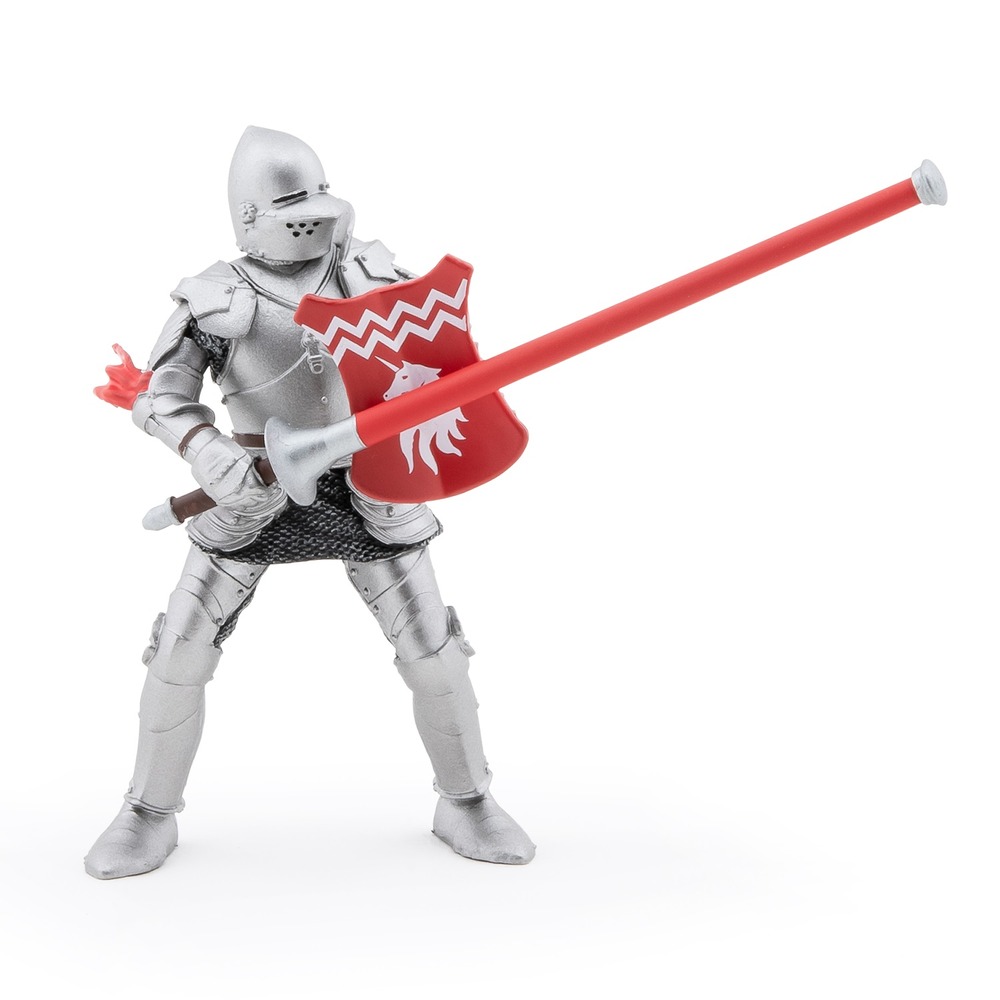 Figurine chevalier licorne lance rouge