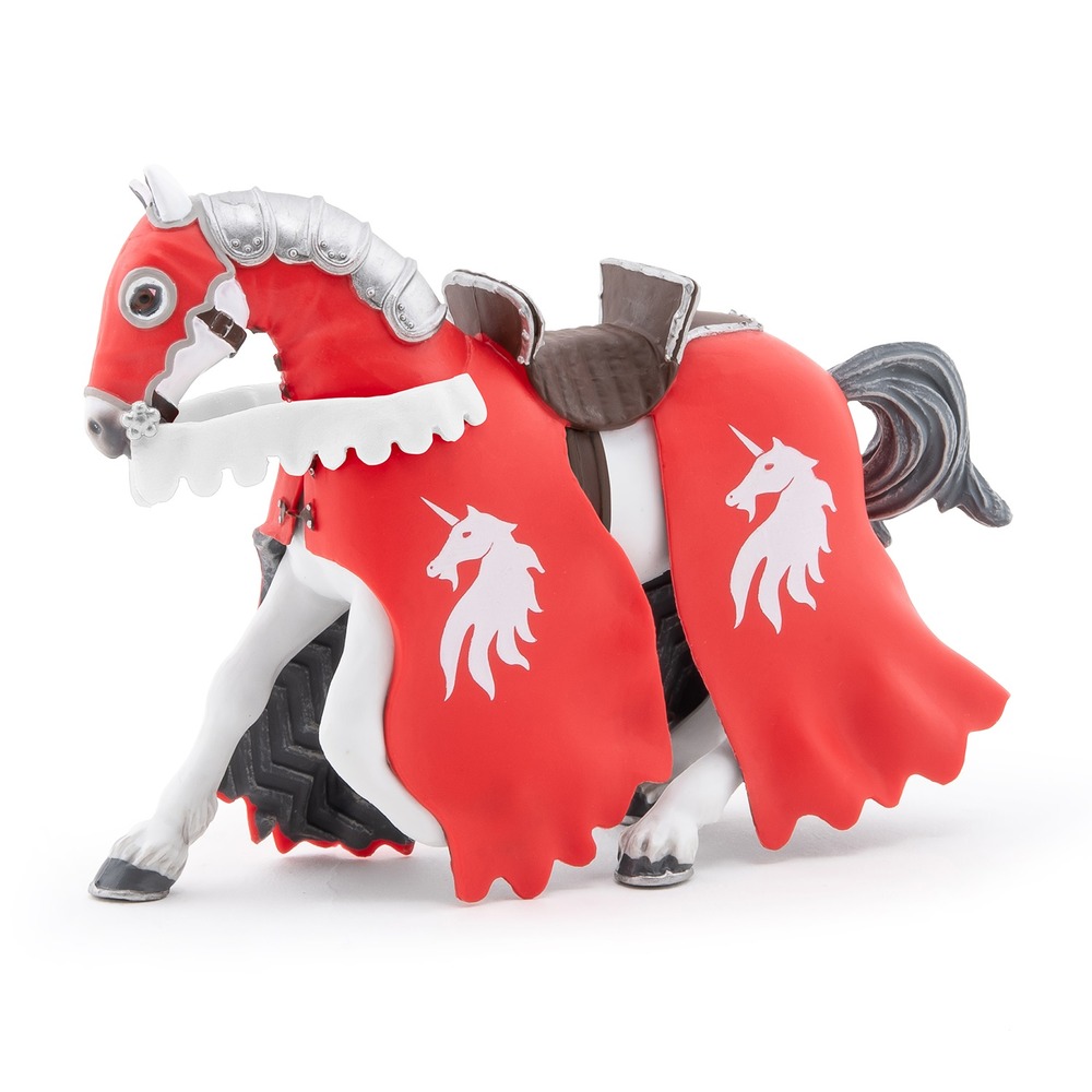 Figurine cheval du chevalier licorne rouge