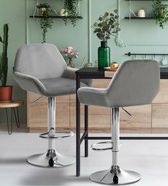 Tabouret de bar braga velours chromé