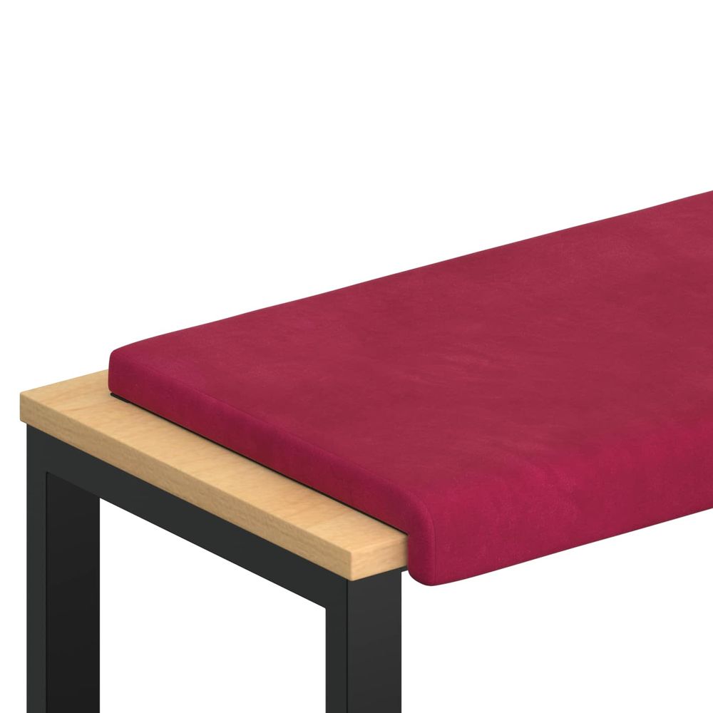 Coussin de banc velours bordeaux profondeur 35 cm