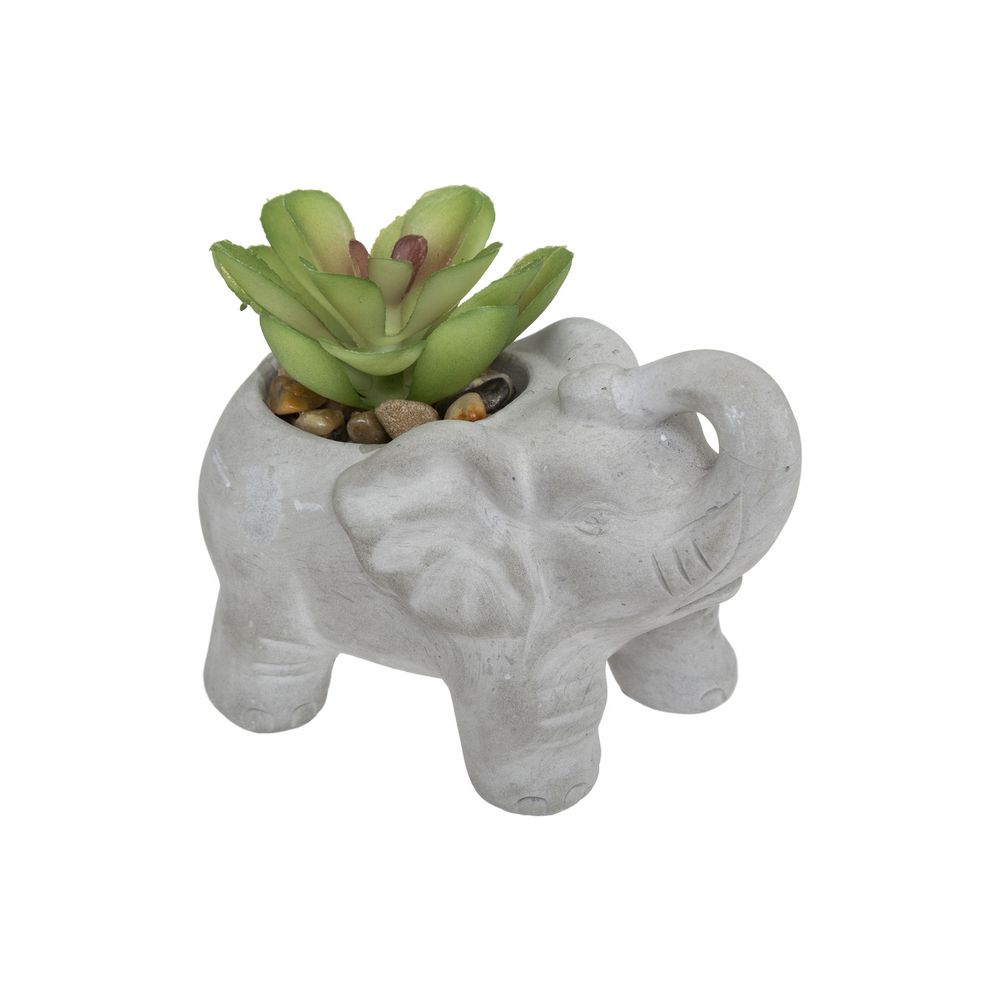 Plante grasse artificielle dans pot en ciment éléphant h 10 cm