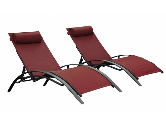 Bains de soleil monaco - rouge bourgogne (lot de 2)