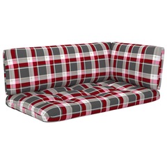 Coussins de canapé palette 3 pcs motif à carreaux rouge