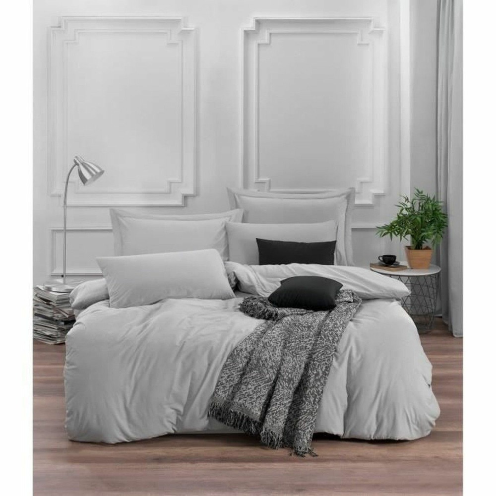 Parure de lit - housse de couette 220 x 240 + 2 taies d'oreiller 60 x 60, 65% coton- gris