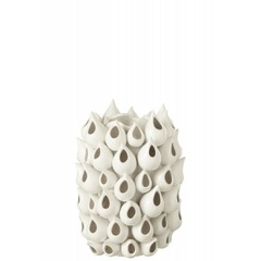 Vase anémone haut en céramique blanc 22 cmx32 cm