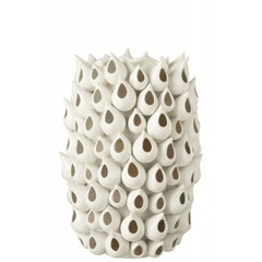 Vase anémone haut en céramique blanc 30 cmx44 cm