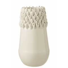 Vase en céramique blanc avec finition coquillage 18 cmx33.5 cm