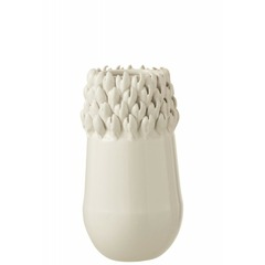 Vase en céramique blanc avec finition coquillage 15.5 cmx27.8 cm