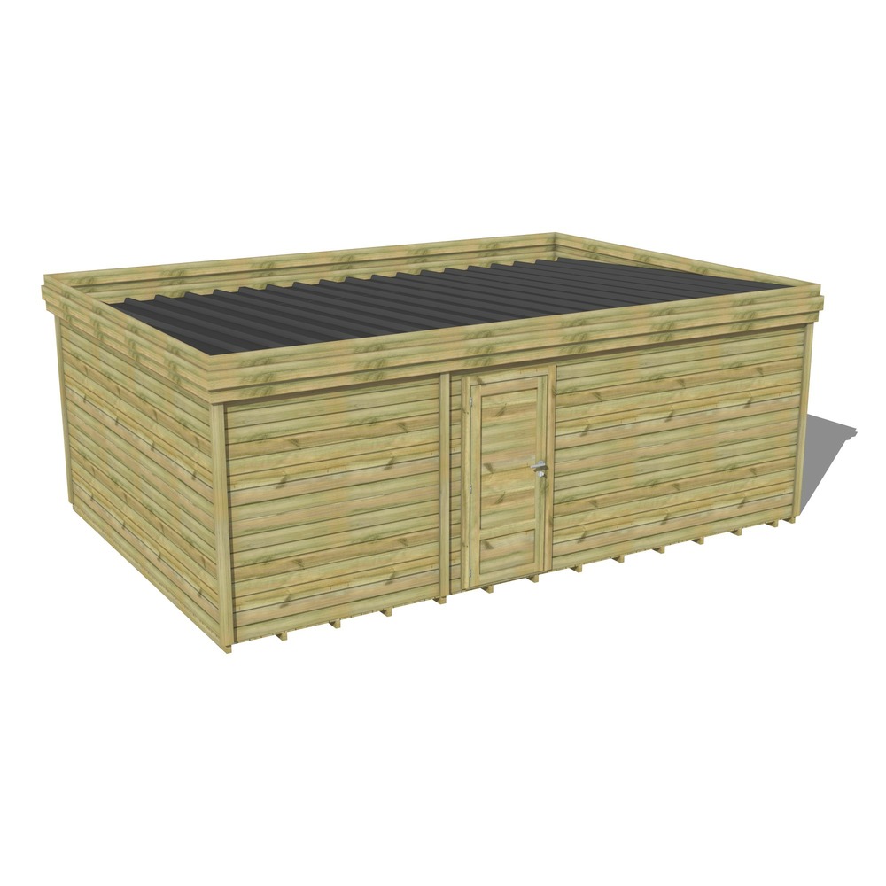 Abri de jardin bois pin traité autoclave 27mm - 6,89x4,34m / 30m2 - bac acier - plancher bois