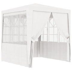 Tente de réception avec parois latérales 2,5x2,5m blanc 90 g/m²