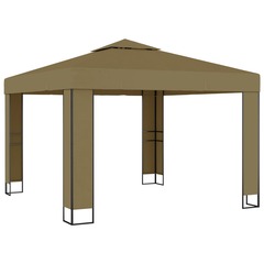 Belvédère avec double toit 3x3x2,7 m taupe 180 g/m²