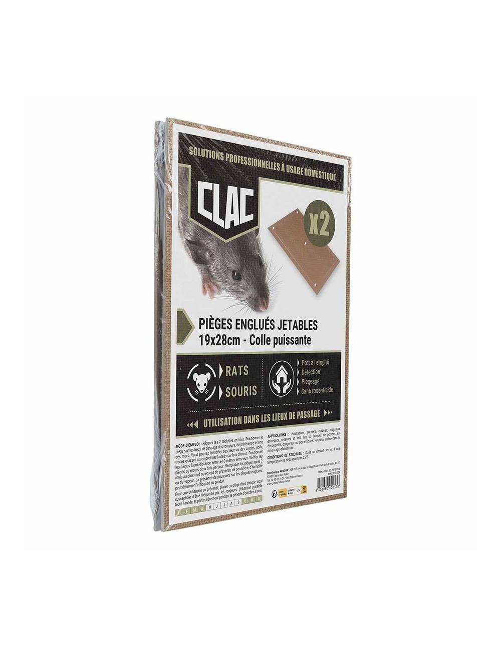Pièges englués jetables rats & souris 19 x 28 cm lot de 2 - protecta