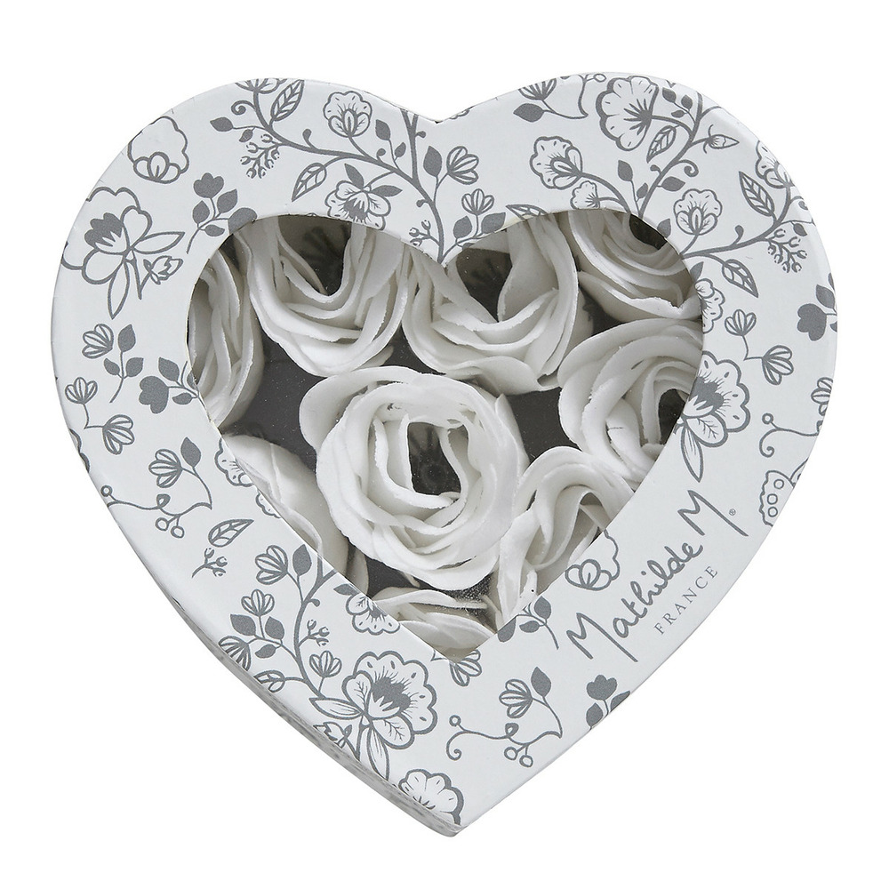 Boîte cœur de 9 roses en feuilles de savon - rose